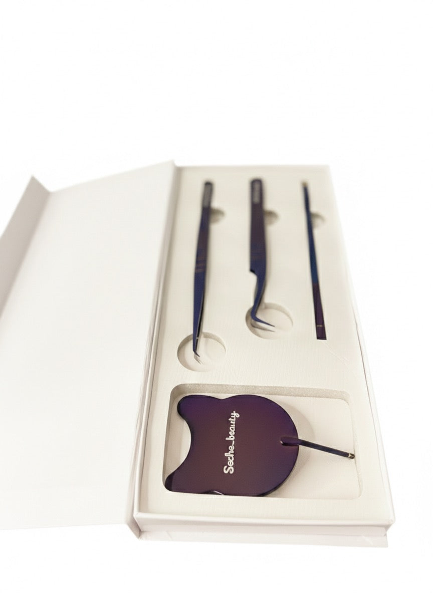 Hellokitty duo tweezer and mirror purple chrome