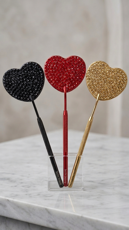 Heart bedazzled lash mirror